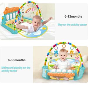 Deerbb Baby Play Mat for Infant with Music and Mirror, Newborn Piano Activity Center Toys Gym Floor Playmat for Boys Girls 3 6 Months