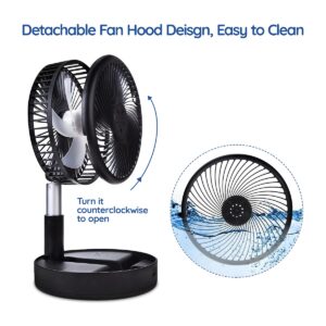 Primevolve Battery Operated Portable Standing Fan, Rechargeable USB Personal Floor Fan with Adjustable Height Black