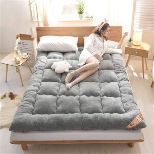 plush solid color floor mattress non-slip thicken japanese tatami mat foldable double futon mattress topper for bedroom living room dorm room etca-90x200cm(35x79inch)