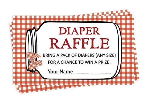 Inkdotpot 30 BBQ Baby Shower Diaper Raffle Ticket Lottery Insert Cards Supplies Games for Baby Shower Party Bring A Pack of Diapers to Win Favors Gifts and Prizes