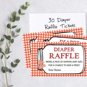 Inkdotpot 30 BBQ Baby Shower Diaper Raffle Ticket Lottery Insert Cards Supplies Games for Baby Shower Party Bring A Pack of Diapers to Win Favors Gifts and Prizes