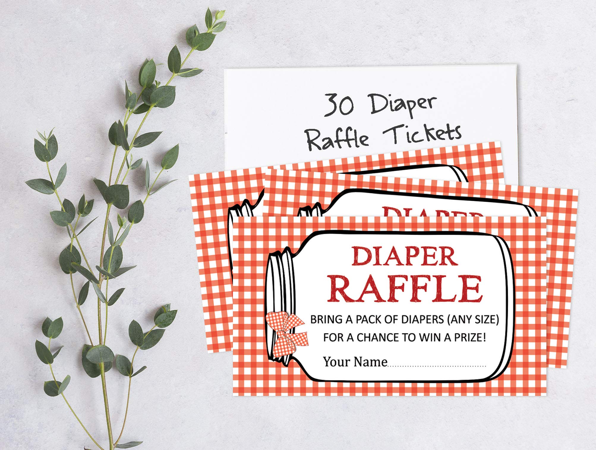 Inkdotpot 30 BBQ Baby Shower Diaper Raffle Ticket Lottery Insert Cards Supplies Games for Baby Shower Party Bring A Pack of Diapers to Win Favors Gifts and Prizes