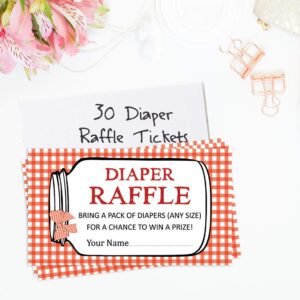 Inkdotpot 30 BBQ Baby Shower Diaper Raffle Ticket Lottery Insert Cards Supplies Games for Baby Shower Party Bring A Pack of Diapers to Win Favors Gifts and Prizes