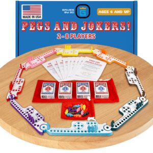 games by 3d pegs and jokers board game - strategic, fun, engaging, and portable - play with family and friends - easy to learn - travel-friendly - with horse-head peg and deck of cards - 2-8 players