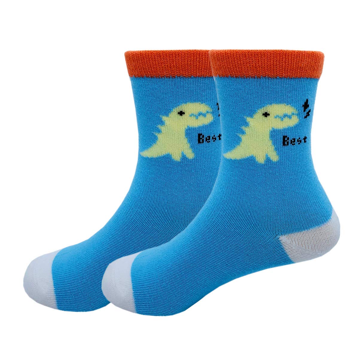 Cczmfeas Kids Boys Cartoon Dinosaurs Pattern Sport Socks 10 Pairs (4-7 Years, Dinosaurs-B)