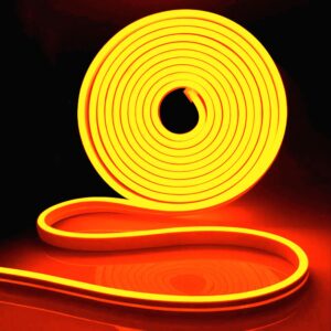 inextstation neon led strip lights orange, 16.4ft/5m neon light strip 12v silicone waterproof flexible led neon lights for bedroom festival party neon sign diy decor (power adapter not included)