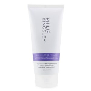philip kingsley pure blonde/silver brightening daily purple conditioner for blonde gray brassy colored highlighted bleached hair toner for orange brassiness and yellow tones, 6.76 oz