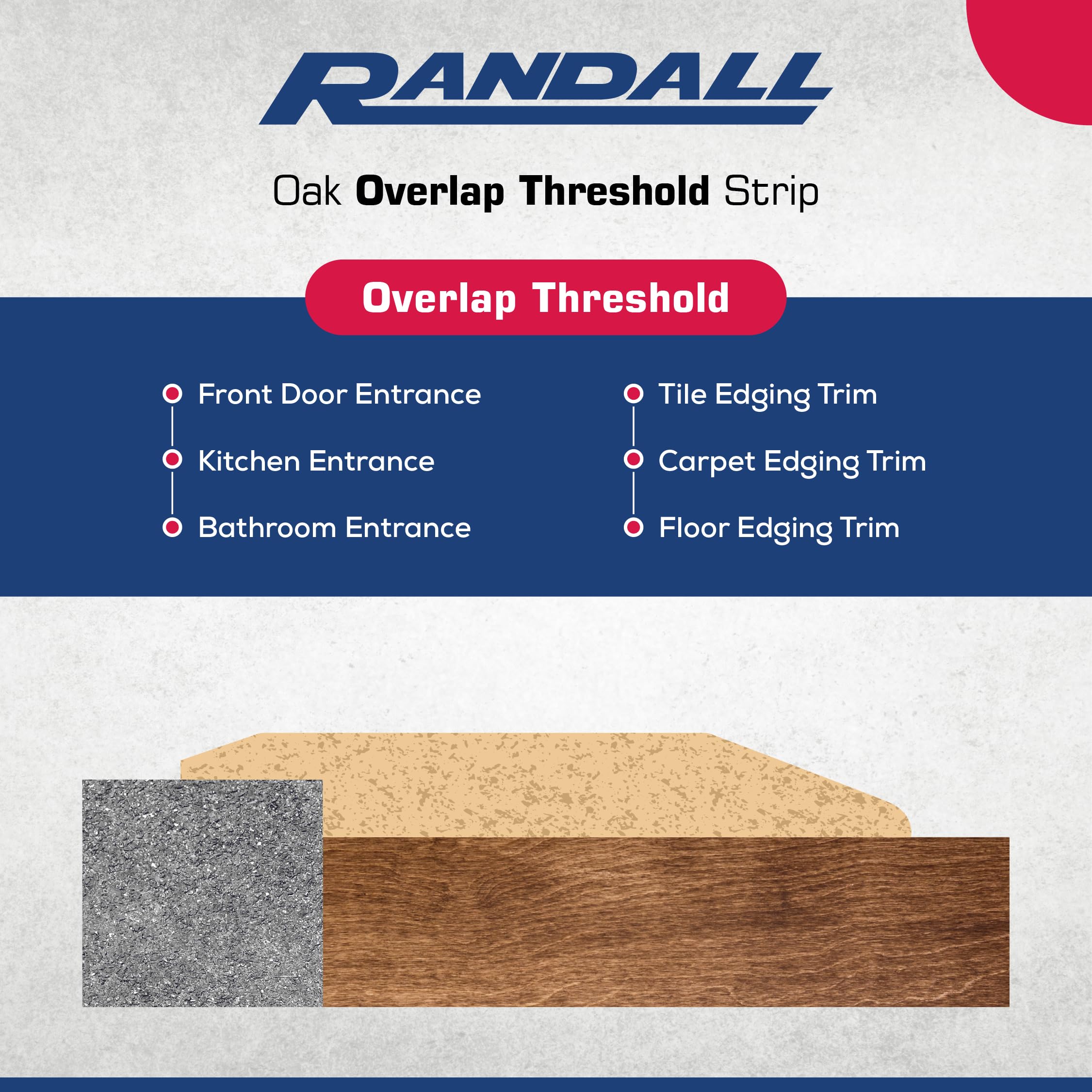 Prefinished Oak Overlap Threshold 3 1/2" Wide x 5/8" Thick with 5/16" High Overlap (4 FT [48 3/4"] Long)