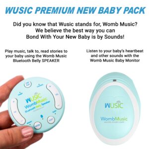 Wusic Premium Pregnancy Pack - Get The Womb Music Bluetooth Baby Belly Speaker and Baby Heartbeat Monitor in This Great Combo prenatal Pregnancy Gift Package.