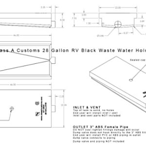 Class A Customs 28 Gallon RV Waste Black Water Holding Tank WT-2800