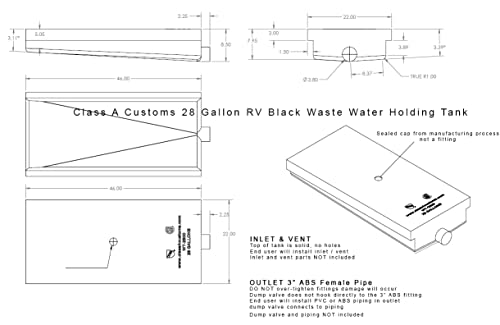 Class A Customs 28 Gallon RV Waste Black Water Holding Tank WT-2800