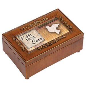 cottage garden faith hope and love woodgrain petite rose music box plays in the garden
