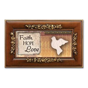 Cottage Garden Faith Hope and Love Woodgrain Petite Rose Music Box Plays in The Garden