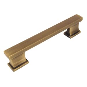 cosmas 10 pack 702-3.5bab brushed antique brass contemporary cabinet hardware handle pull - 3-1/2" inch (89mm) hole centers