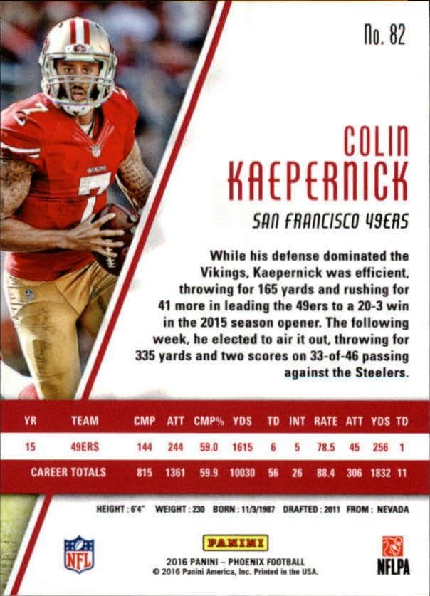 2016 Panini Phoenix Pink #82 Colin Kaepernick NFL Football Trading Card