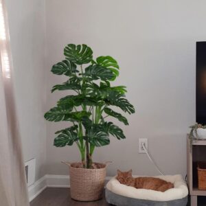 Aveyas 54'' Tall Large Artificial Monstera Deliciosa Plants, 4.5 Feet Faux Swiss Cheese Floor Plants Fake Tropical Silk Tree with Pot for Indoor Outdoor Office House Living Room Home Decor