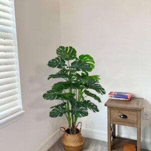 Aveyas 54'' Tall Large Artificial Monstera Deliciosa Plants, 4.5 Feet Faux Swiss Cheese Floor Plants Fake Tropical Silk Tree with Pot for Indoor Outdoor Office House Living Room Home Decor