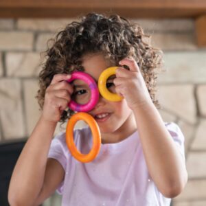 Fat Brain Toys Tinker Rings - Set of 5 Magnetic Stacking & Tactile Rings, Ages 2+