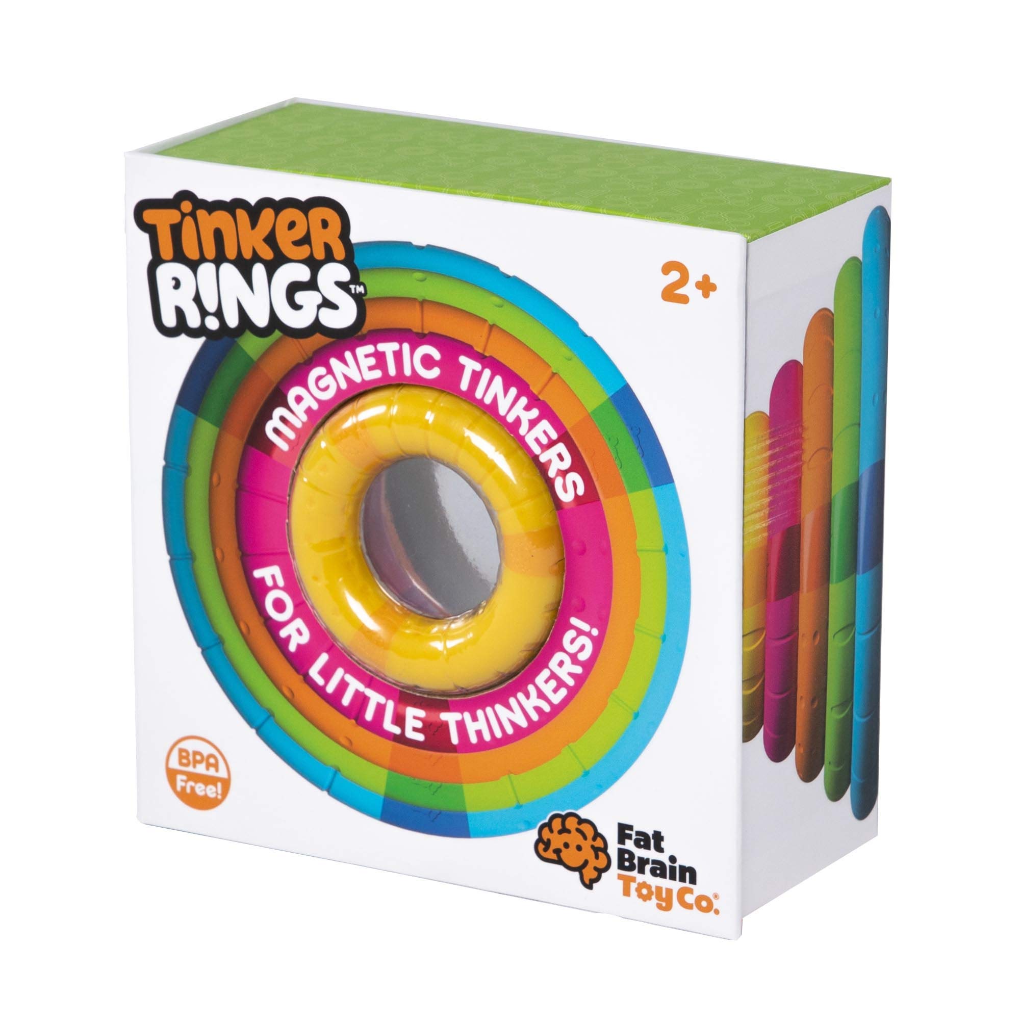 Fat Brain Toys Tinker Rings - Set of 5 Magnetic Stacking & Tactile Rings, Ages 2+