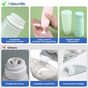 Valourgo Travel Bottles for Toiletries Tsa Approved Travel Size Containers BPA Free Leak Proof Travel Tubes Refillable Liquid Travel Accessories for Cosmetic Shampoo and Lotion Soap for travel, outdoor, GYM and household, Pink, White, Blue, Green