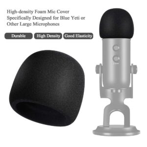 YOTTO Microphone Pop Filter For Blue Yeti and Any Other Microphone,Dual Layered Wind Pop Screen With 360°Gooseneck & Mic Cover Foam Windscreen for Blue Yeti,Yeti Pro Condenser Microphone,2 in 1 Pack