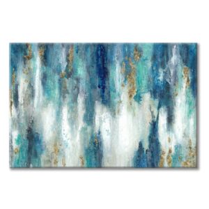 blue and gold wall decor set abstract canvas wall art decor colorful oil painting artwork picture for bedroom living room bathroom decorations aesthetic(36'' x 24'' x 1 panel)