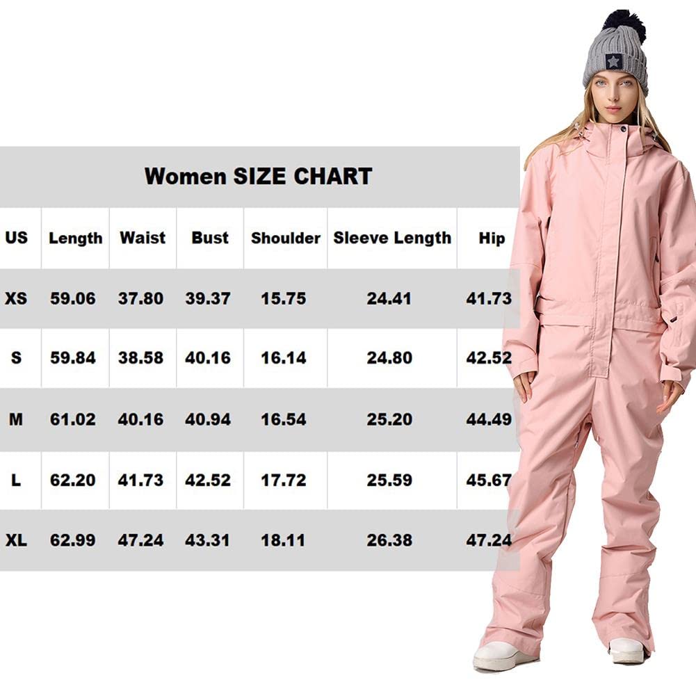 RIUIYELE Women's One Pieces Ski Suits Jumpsuits Couple SKi Suit Coveralls Winter Outdoor Waterproof Snowsuits for Snow Sports