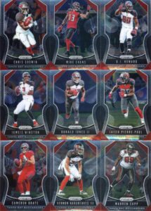 2019 panini prizm football tampa bay buccaneers veteran team set of 9 cards: chris godwin(#191), mike evans(#192), o.j. howard(#193), jameis winston(#194), ronald jones ii(#195), jason pierre-paul(#196), cameron brate(#197), vernon hargreaves iii(#198), w