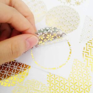 12 Sheets Decorative Gold Circle Envelope Seals Stickers Gift Boxes Stickers Party Favor Bags Stickers Label Stickers Holiday Birthday Party Wedding Baby Shower Decorations (108 Pieces)