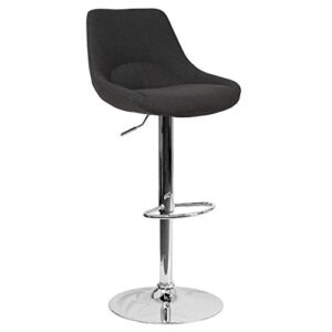 flash furniture elijah contemporary black fabric adjustable height barstool with chrome base