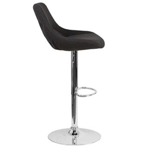 Flash Furniture Elijah Contemporary Black Fabric Adjustable Height Barstool with Chrome Base