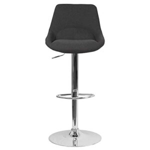 Flash Furniture Elijah Contemporary Black Fabric Adjustable Height Barstool with Chrome Base