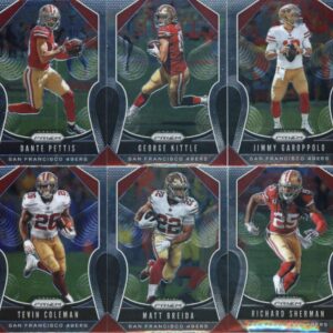 2019 Panini Prizm Football San Francisco 49ers Veteran Team Set of 10 Cards: Steve Young(#248), Marquise Goodwin(#249), Dante Pettis(#250), George Kittle(#251), Jimmy Garoppolo(#252), Tevin Coleman(#253), Matt Breida(#254), Richard Sherman(#255), Jerry Ri