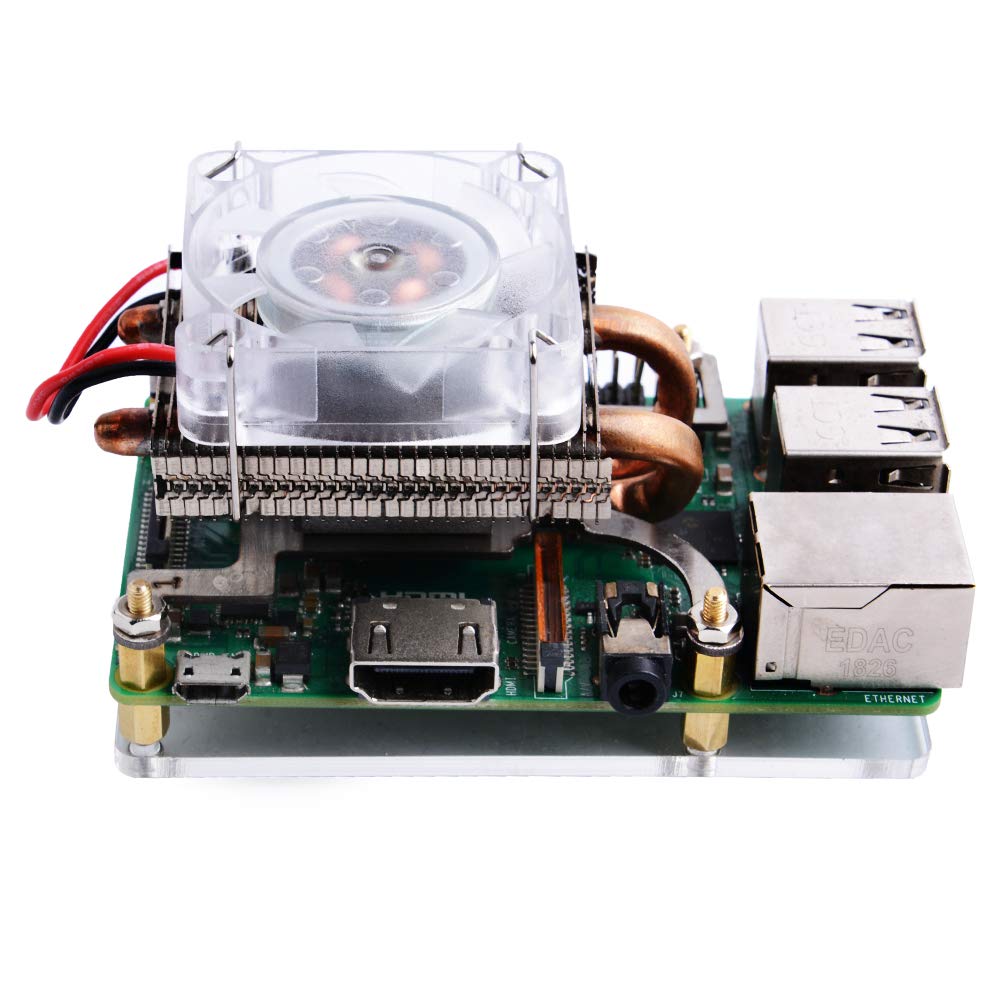 GeeekPi PWM Fan for Raspberry Pi 4, Low-Profile CPU Cooler with RGB Cooling Fan for Raspberry Pi, Aluminum Heatsink for Raspberry Pi 4 Model B & Raspberry Pi 3B+ & Raspberry Pi 3 Model B (Silver)