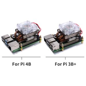 GeeekPi PWM Fan for Raspberry Pi 4, Low-Profile CPU Cooler with RGB Cooling Fan for Raspberry Pi, Aluminum Heatsink for Raspberry Pi 4 Model B & Raspberry Pi 3B+ & Raspberry Pi 3 Model B (Silver)