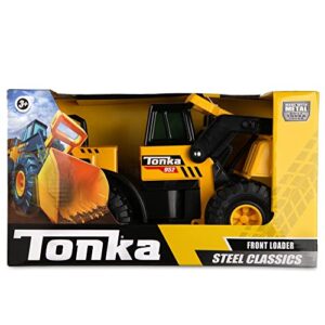 Tonka Steel Classics, Classic Front Loader– Made with Steel & Sturdy Plastic, Yellow Friction Powered, Big Construction Truck, Boys and Girls, Toddlers Ages 3+, Birthday Gift, Holiday