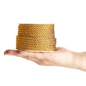 Bright Creations 36 Total Yards 5mm Twisted Gold Cord for Crafts, Gold Rope Ribbon for Sewing, Upholstery Trim,Household Decorations, 2 Rolls of 0.2" Reinforced Polyester Cordage, 18 Yards per Roll