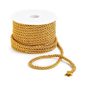 Bright Creations 36 Total Yards 5mm Twisted Gold Cord for Crafts, Gold Rope Ribbon for Sewing, Upholstery Trim,Household Decorations, 2 Rolls of 0.2" Reinforced Polyester Cordage, 18 Yards per Roll