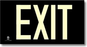 black glow-in-the-dark exit sign