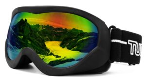 turnway otg ski/snowboard goggles - 100% uv protection, anti-scratch & anti-fog, snow goggles for youth & kids