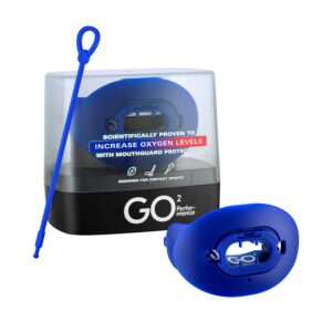 go2 sports football mouth and lip guard with maximum air flow for increased oxygen and endurance includes dental warranty made in the usa, blue