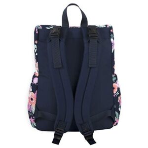 Multi-Function Floral Diaper Backpack and Travel Nappy Baby Bag with Changing Pad and Stroller Straps (Blue Floral)