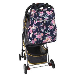 Multi-Function Floral Diaper Backpack and Travel Nappy Baby Bag with Changing Pad and Stroller Straps (Blue Floral)