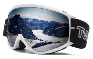 turnway otg ski/snowboard goggles - 100% uv protection, anti-scratch & anti-fog - snow goggles for men, women & youth