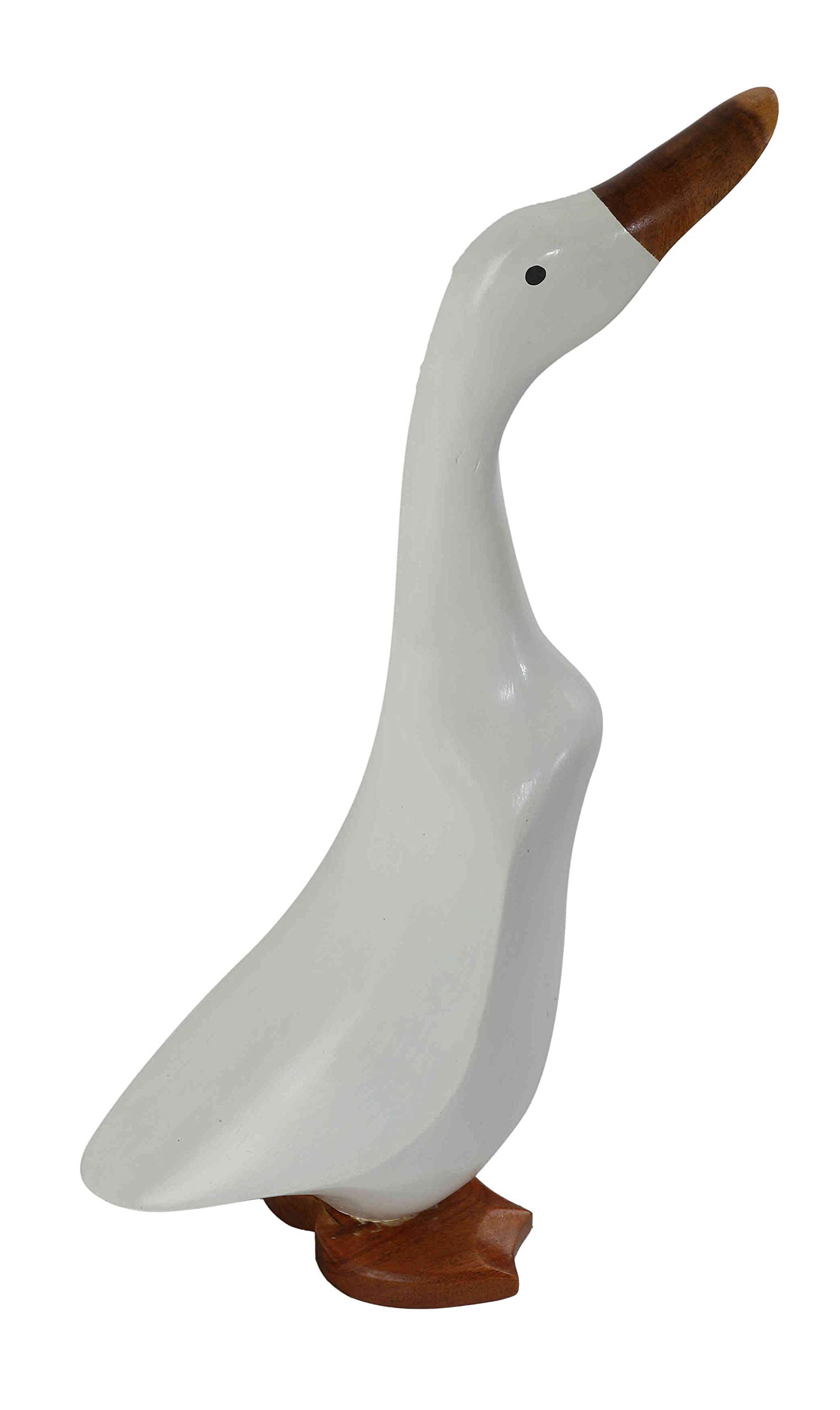 Bare Decor Albert The Duck, Hand Carved and Painted White, Bamboo Root Figurine, 15"