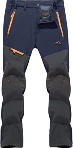 tacvasen men's waterproof pants winter pants fleece lined pants snow pants warm pants outdoor pants hiking pants navy