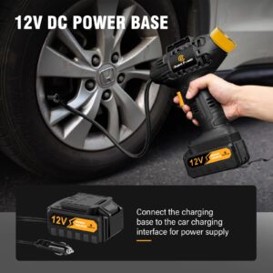 C P CHANTPOWER Cordless Tire Inflator Air Compressor 20V Rechargeable Battery Powered 100PSI Air Pump with Digital Pressure Gauge, 12V Car Power Adaptor for Cars, Bicycles Balls and Other Inflatables