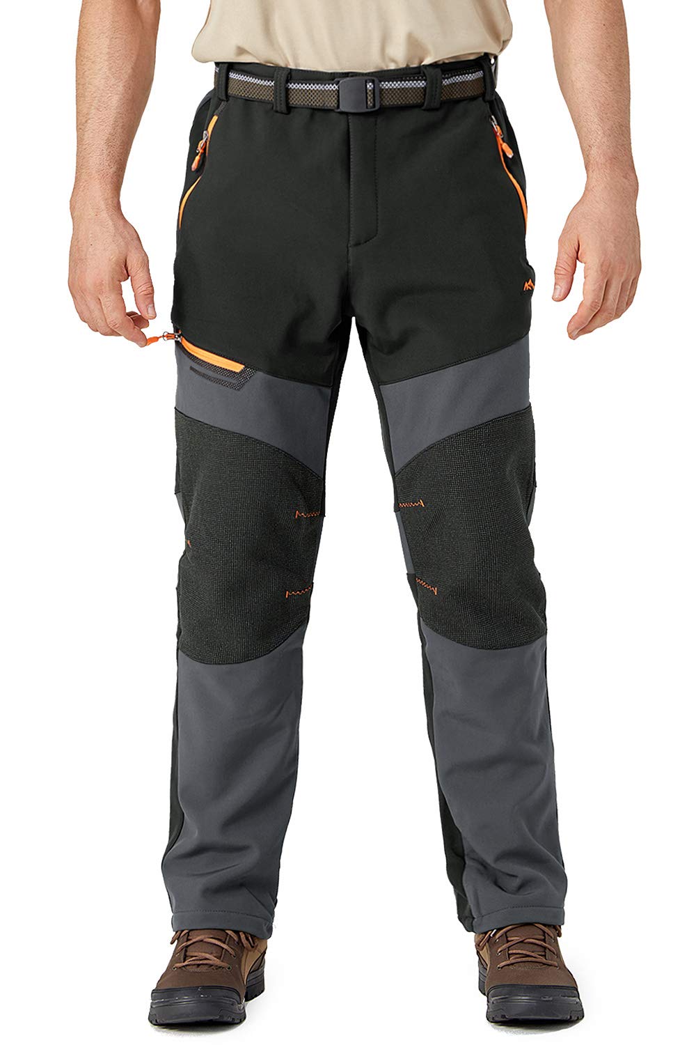 TACVASEN Men's Ski Pants Waterproof Pants Snow Pants Winter Pants Fleece Lined Work Pants Hiking Pants Mountain Climbing Pants Black