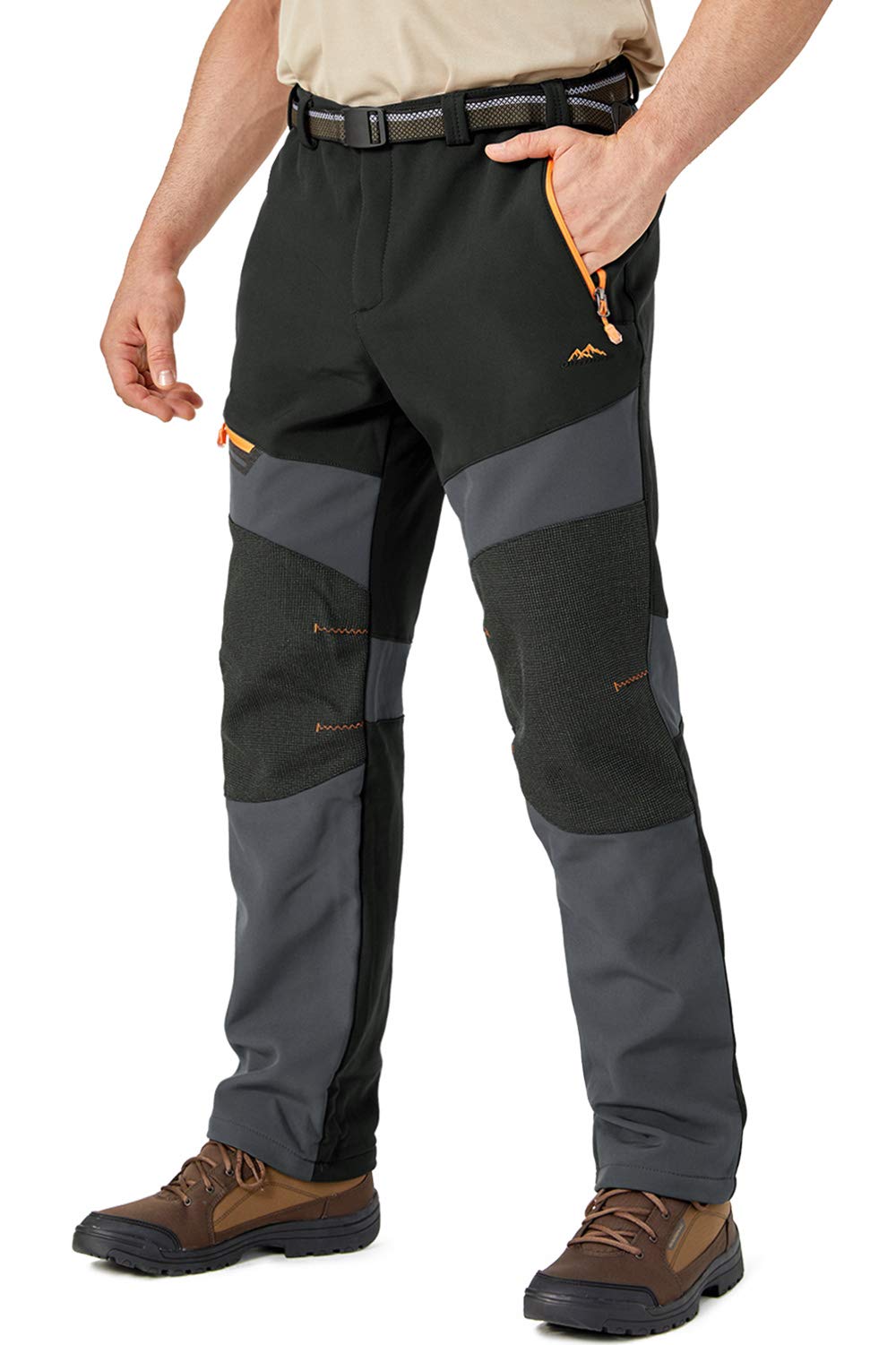 TACVASEN Men's Ski Pants Waterproof Pants Snow Pants Winter Pants Fleece Lined Work Pants Hiking Pants Mountain Climbing Pants Black