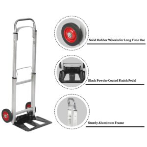 KARMAS PRODUCT Aluminum Foldable Hand Truck with Telescoping Handle and Rubber Wheels Heavy Duty Compact Luggage Cart Portable Trolley for Travel, Shopping or Industrial …